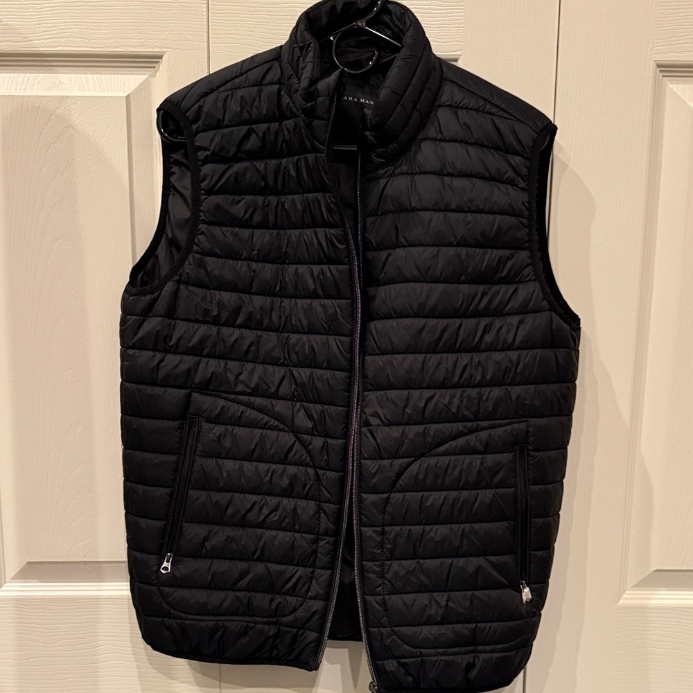 Zara Men's black Quilted Vest